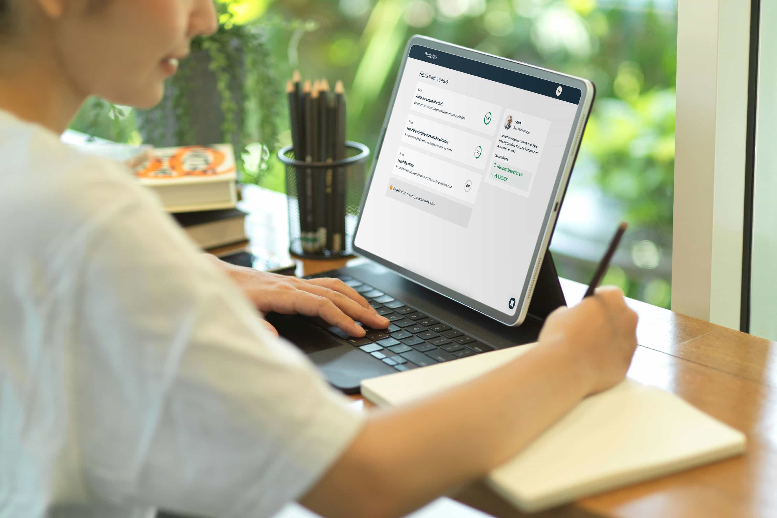 Executor working on data collection for probate with Trustestate